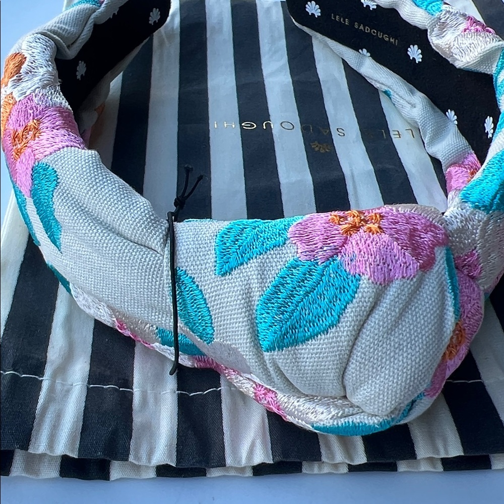 Lele Sadoughi Knotted Floral Bouquet Embroidered Statement Headband::NWT:: - Picture 7 of 9